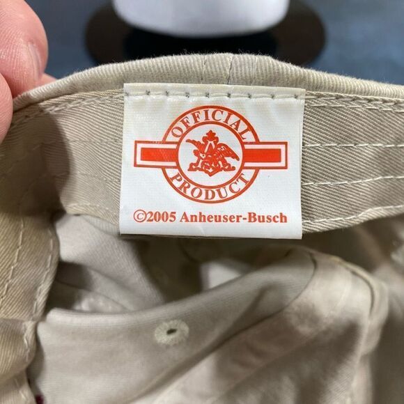 Men's Vintage 2005 Embroidered Budweiser Strapback Baseball Cap Cream One Size - Picture 7 of 7